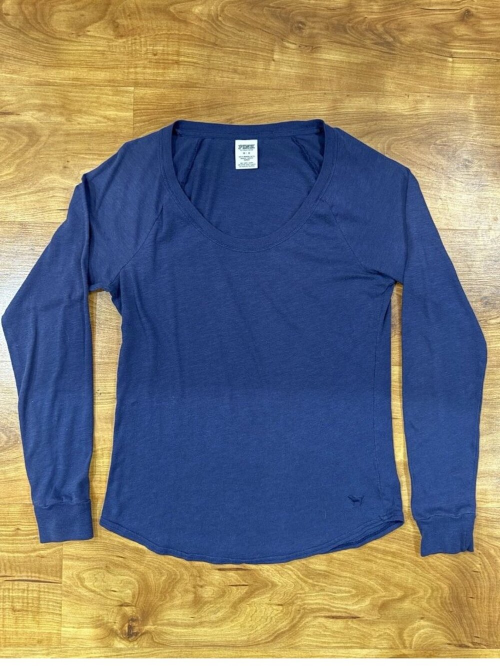 Y2K VTG Victoria’s Secret PINK Long Sleeve T-Shirt Basic Love Blue Size M